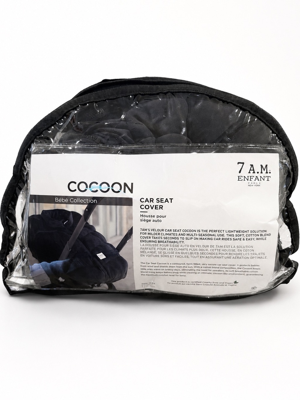 Cocoon Black Baby Car Seat Cover by 7 A.M. Enfant